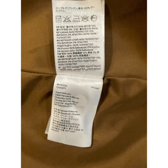 H&M Pea Coat Womens 12 Brown Double Breasted Lined Pockets Button Up Poly Blend - Picture 9 of 12